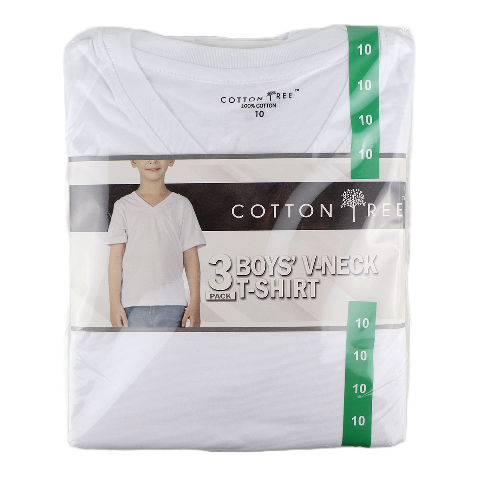 Cotton Tree Boys' V-Neck T-Shirt Size 10 3pcs